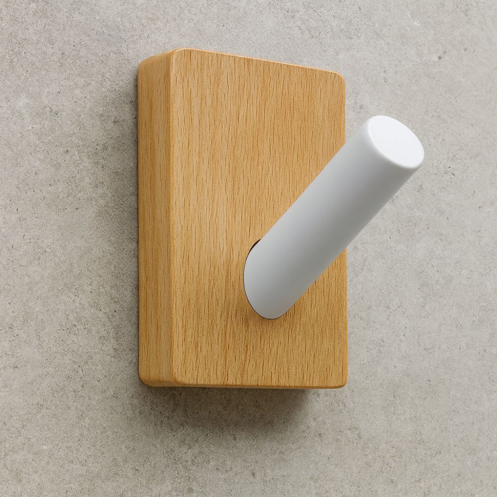 Natural Wood Hook Wall Organizer Nordic White