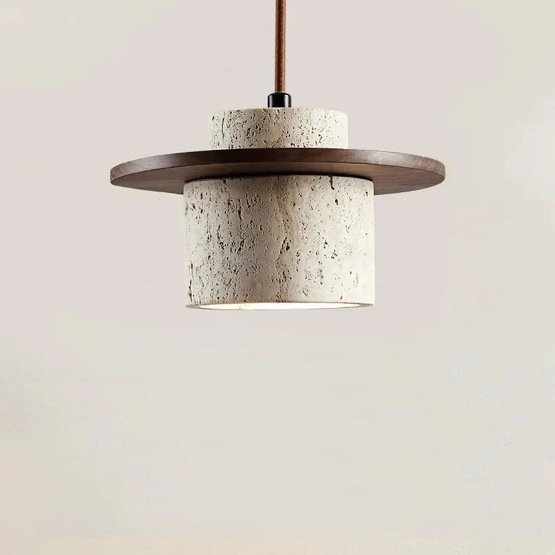 Nauta Walnut Travertine LED Pendant Light Walnut Single