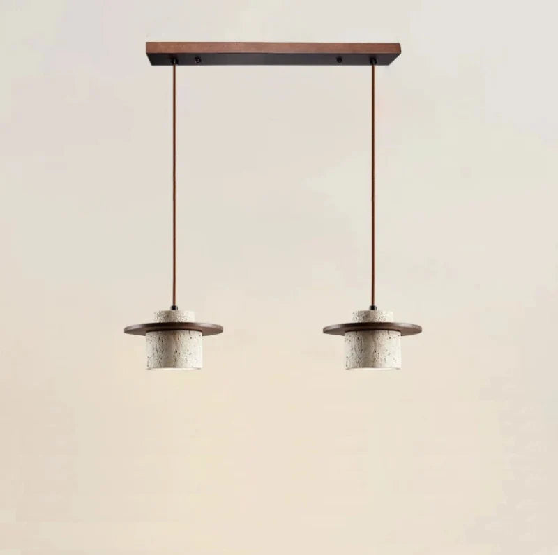 Nauta Walnut Travertine LED Pendant Light Walnut Double