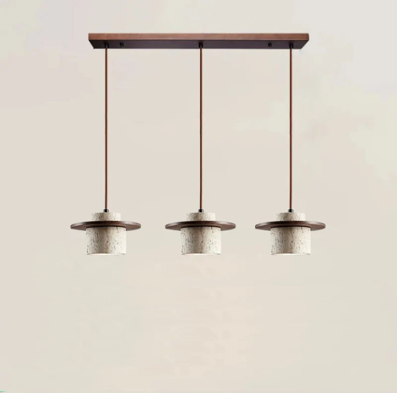 Nauta Walnut Travertine LED Pendant Light Walnut Triple