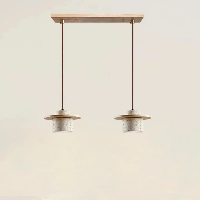 Nauta Walnut Travertine LED Pendant Light Oak Double