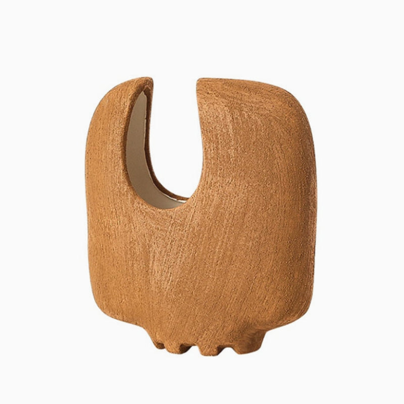 Negril Tribal Abstract Ceramic Vase Square Tall Vase Tan