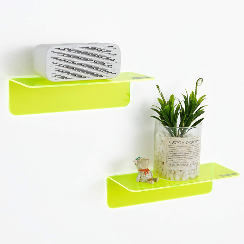 Neon Acrylic Floating Wall Shelf Lime