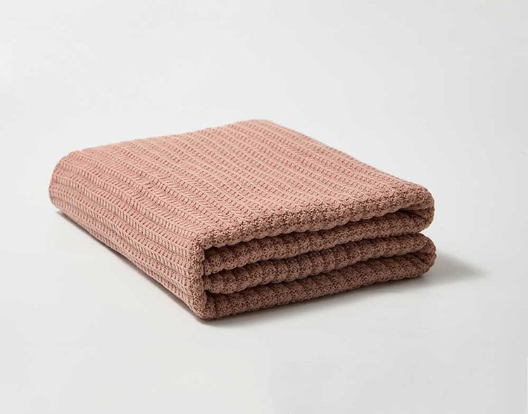 Noelle Crochet Knit Throw Blanket Pink