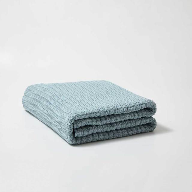 Noelle Crochet Knit Throw Blanket Blue