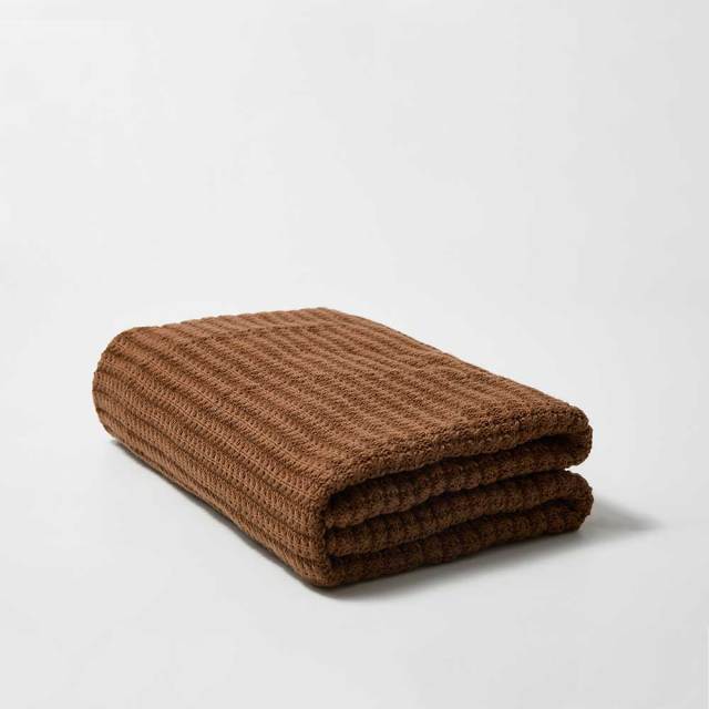 Noelle Crochet Knit Throw Blanket Coffee