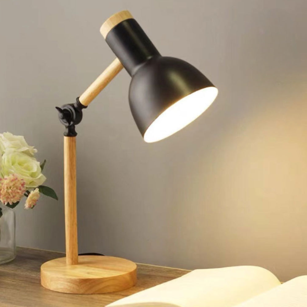 Nordic Iron Wood LED Table Lamp Midnight Ash