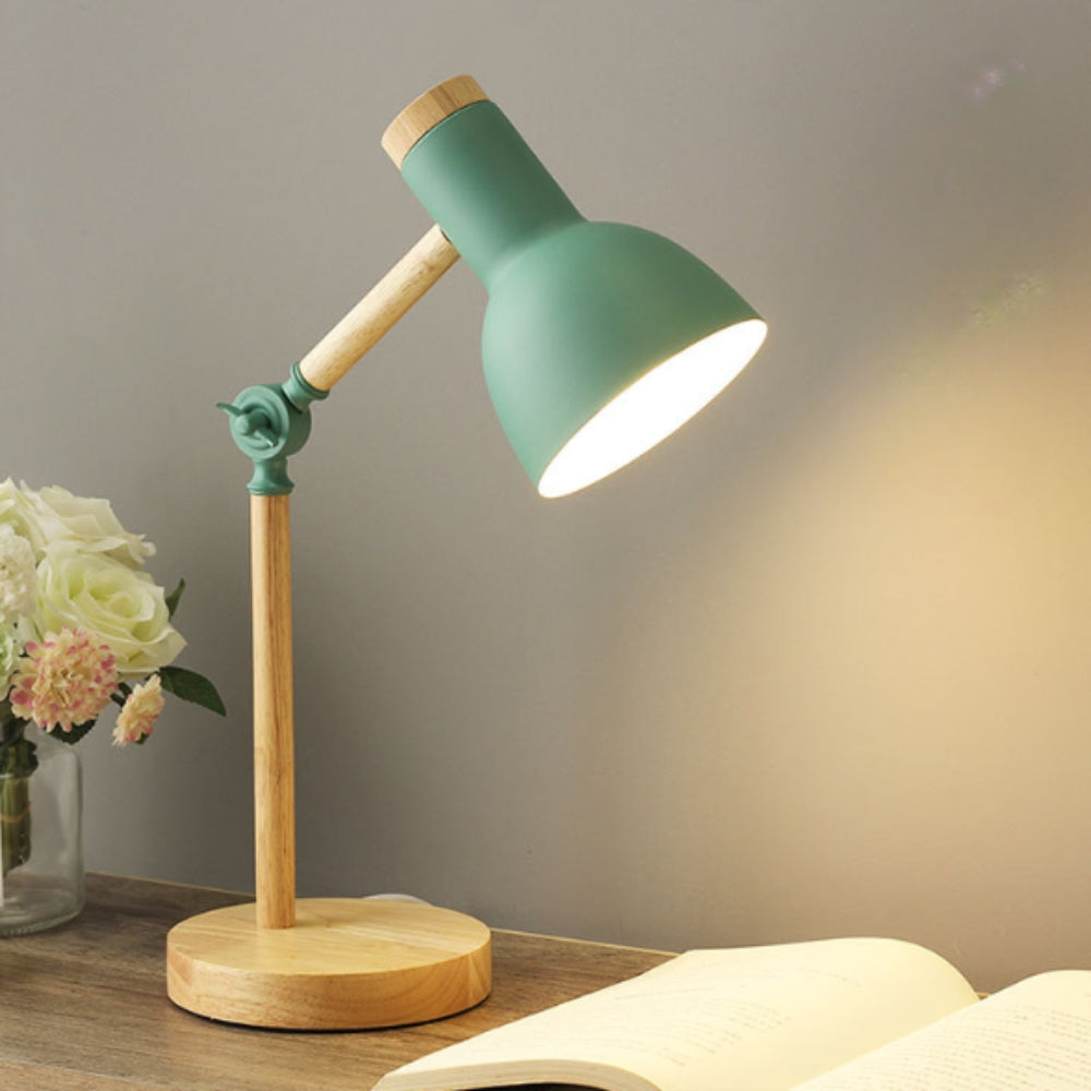 Nordic Iron Wood LED Table Lamp Sage Wood