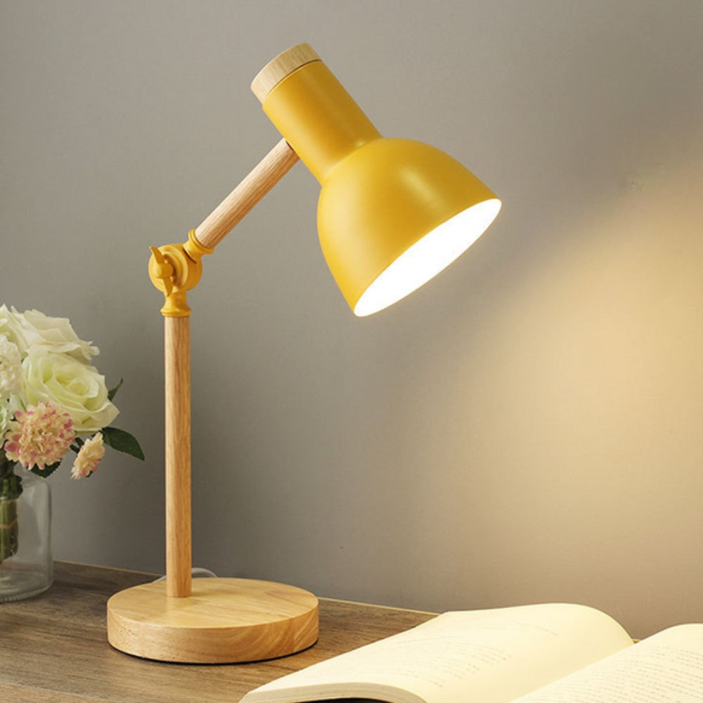 Nordic Iron Wood LED Table Lamp Amber Grain