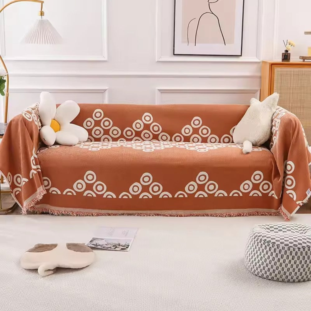 Circa Bloom Patterned Chenille Sofa Cover Clay Hue