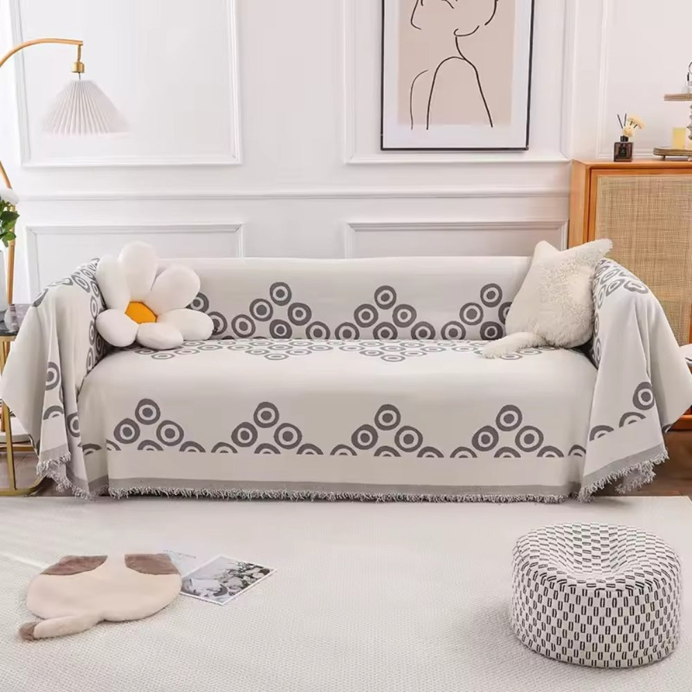 Circa Bloom Patterned Chenille Sofa Cover Gray Hue