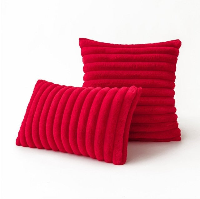 Nube Faux Rabbit Pillow Cover Red