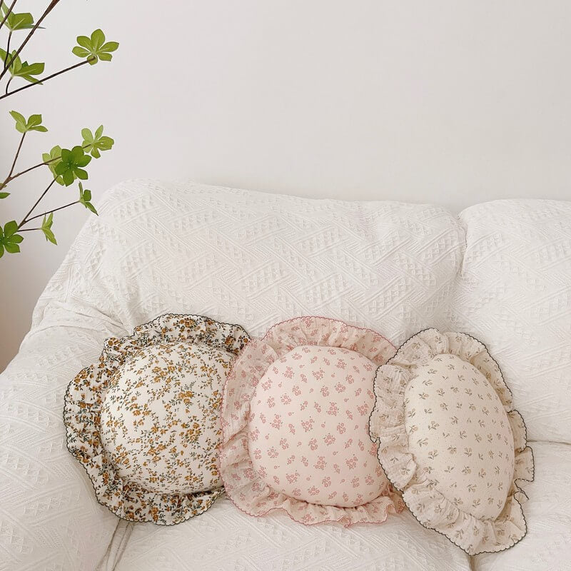 Round Ruffle Decorative Pillows for Baby Nursery