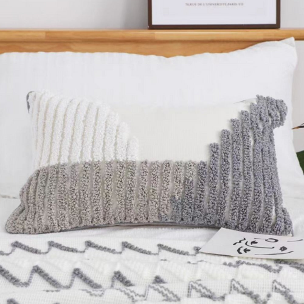 Nuvia Gray White Cushion Cover Beige Gray