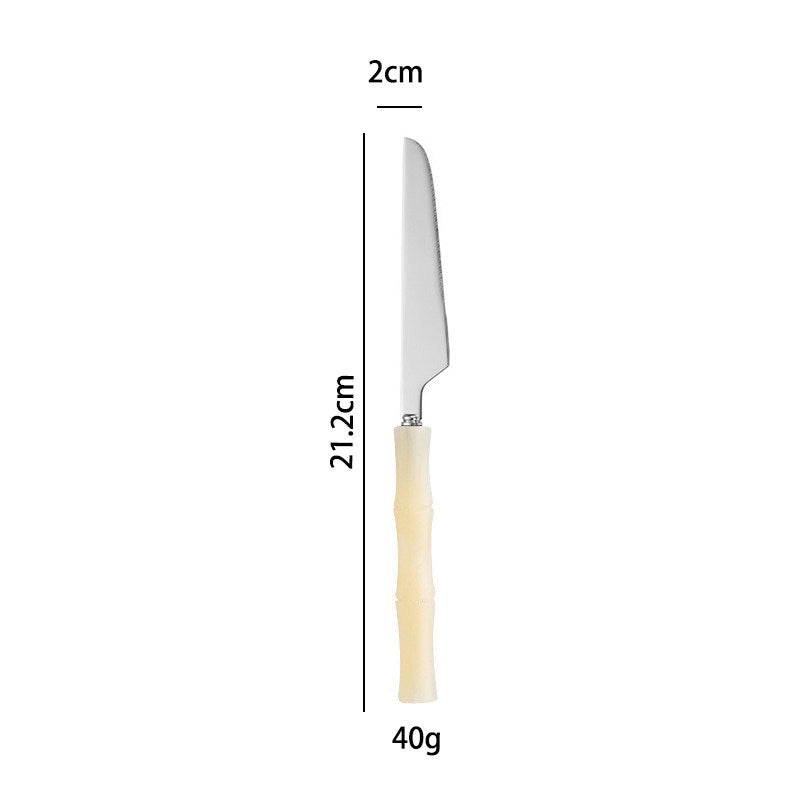 Valmont Bamboo Grip Cutlery Set Beige Table Knife
