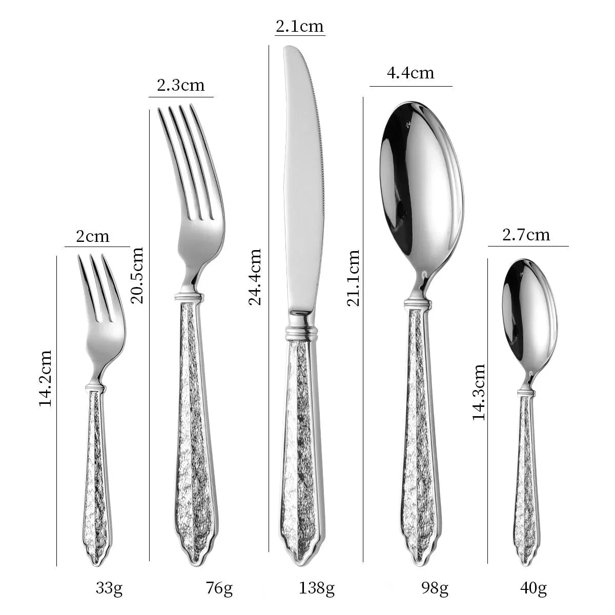 Elysian Baroque Cutlery Set Silver 5pc Set