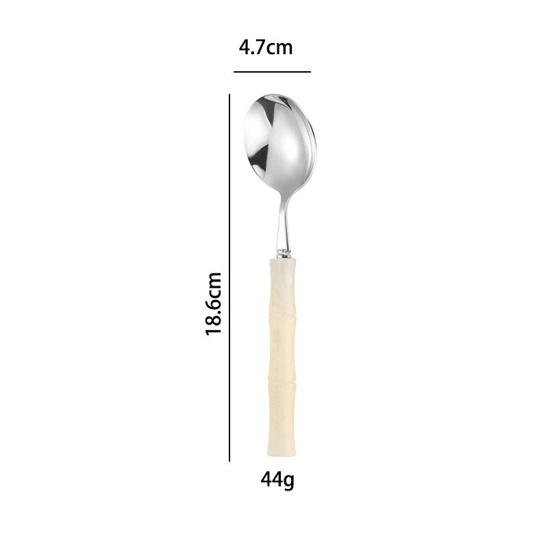 Valmont Bamboo Grip Cutlery Set Beige Round Spoon