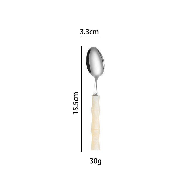 Valmont Bamboo Grip Cutlery Set Beige Tea Spoon