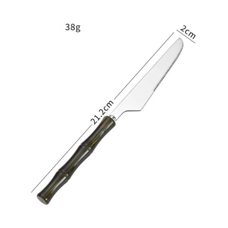 Valmont Bamboo Grip Cutlery Set Green Table Knife