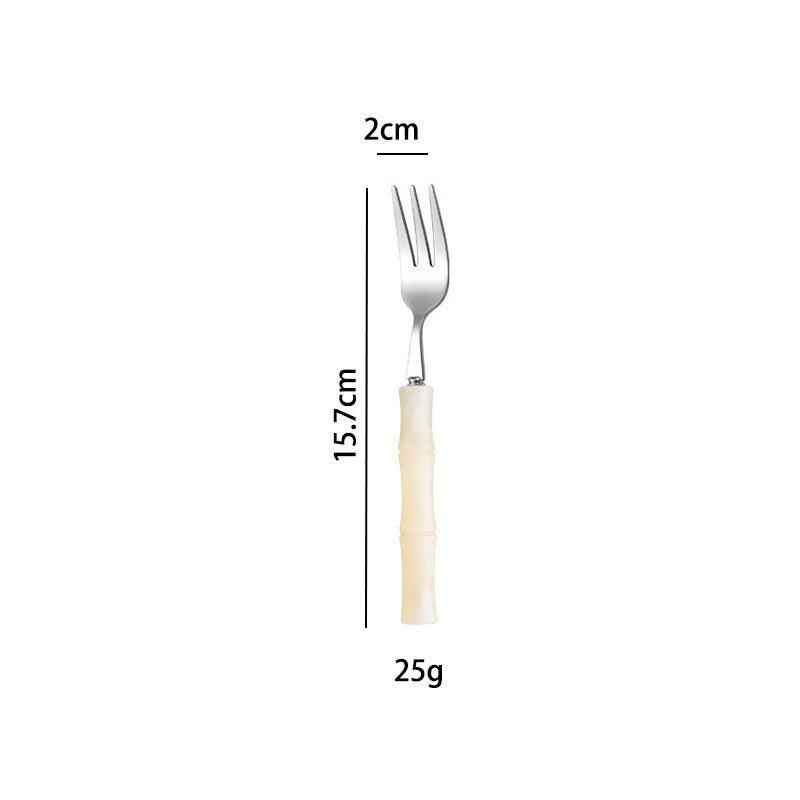 Valmont Bamboo Grip Cutlery Set Beige Dessert Fork