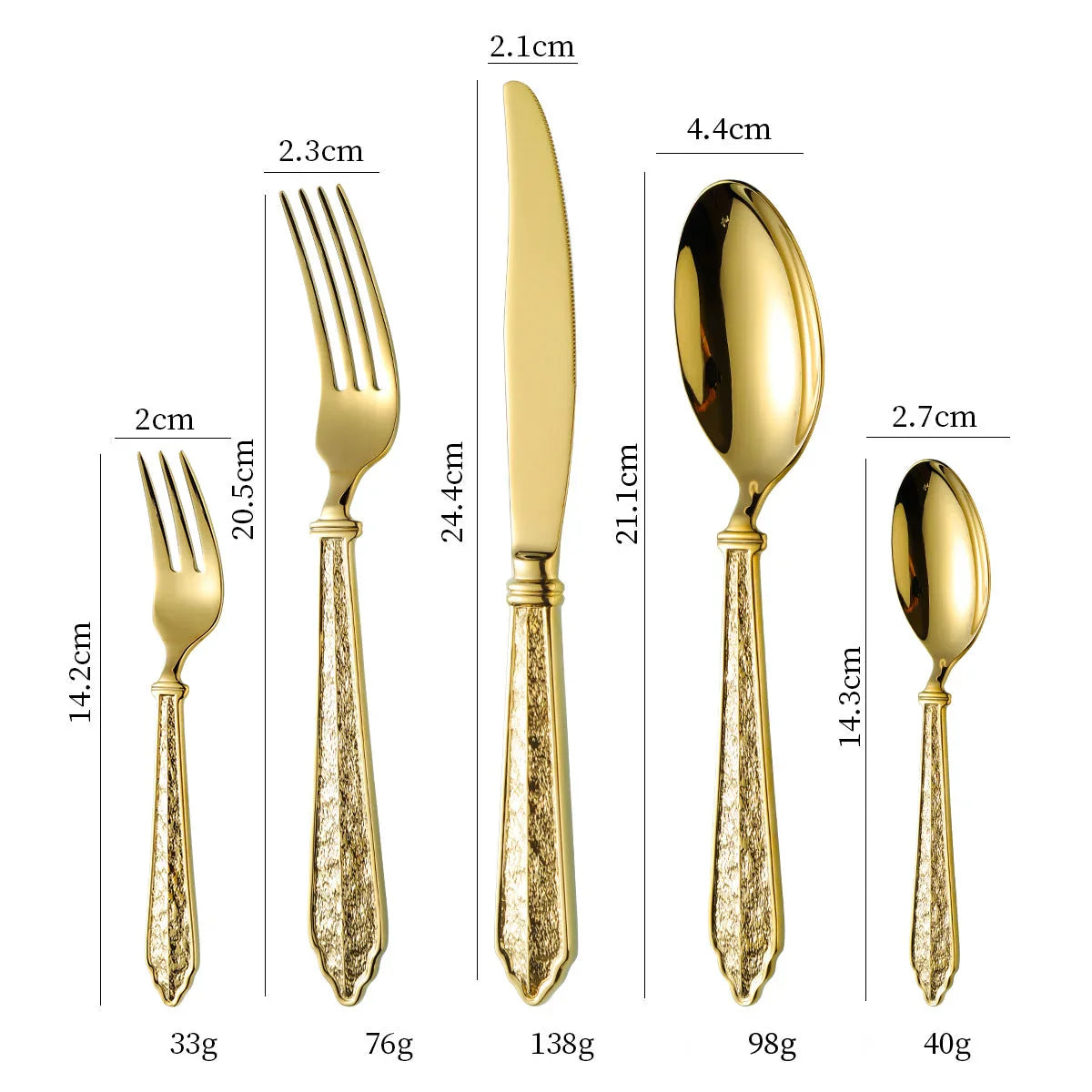Elysian Baroque Cutlery Set Gold 5pc Set