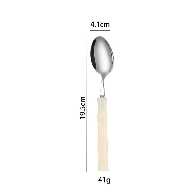 Valmont Bamboo Grip Cutlery Set Beige Spoon