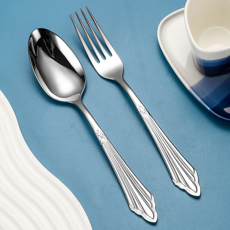Baroque Silverware Set - Stainless Steel Flatware with Antique Detail