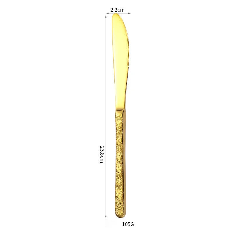 Aurelia Hammered Luster Flatware Gold Table Knife