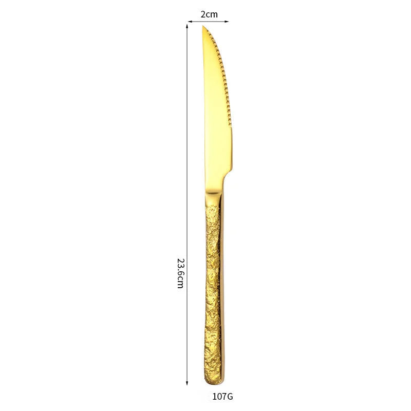 Aurelia Hammered Luster Flatware Gold Steak Knife