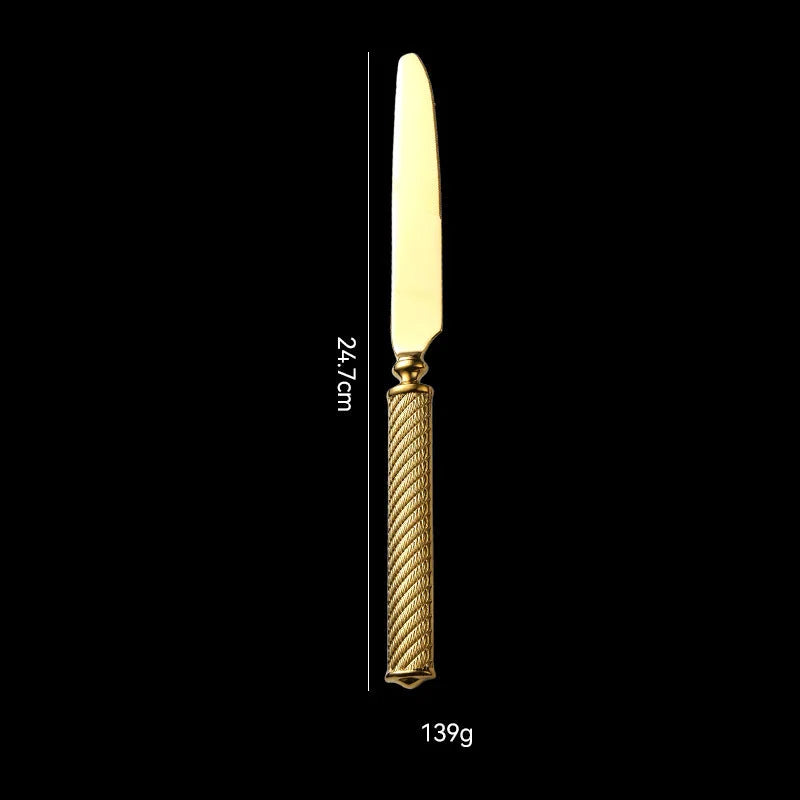 Imperio Rope Twist Cutlery Gold Table Knife