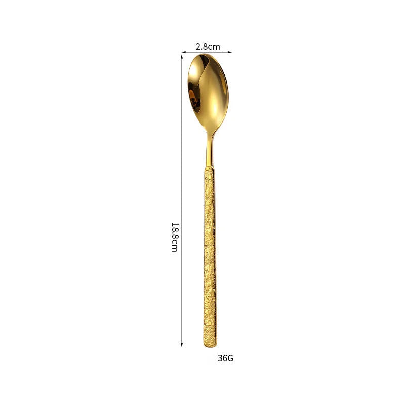 Aurelia Hammered Luster Flatware Gold Iced Tea Spoon