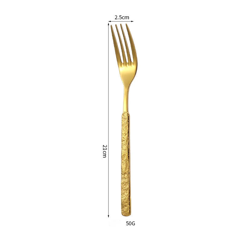 Aurelia Hammered Luster Flatware Gold Fork