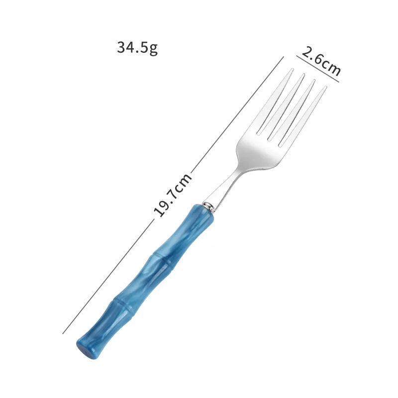 Valmont Bamboo Grip Cutlery Set Blue Fork