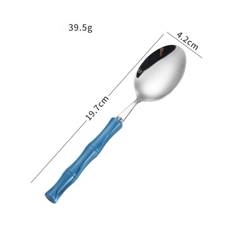 Valmont Bamboo Grip Cutlery Set Blue Spoon