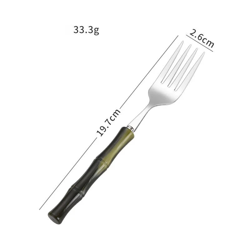 Valmont Bamboo Grip Cutlery Set Green Fork