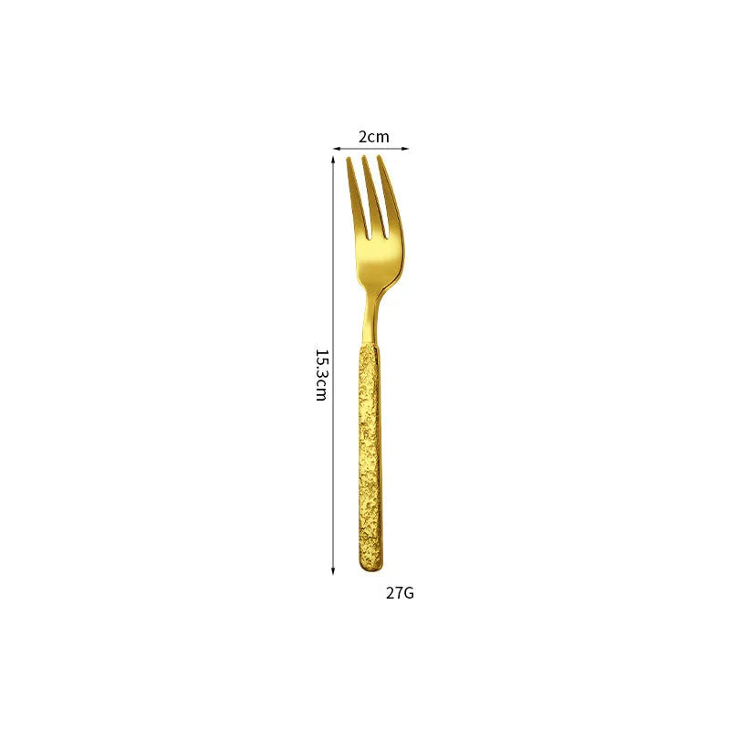 Aurelia Hammered Luster Flatware Gold Fruit Fork