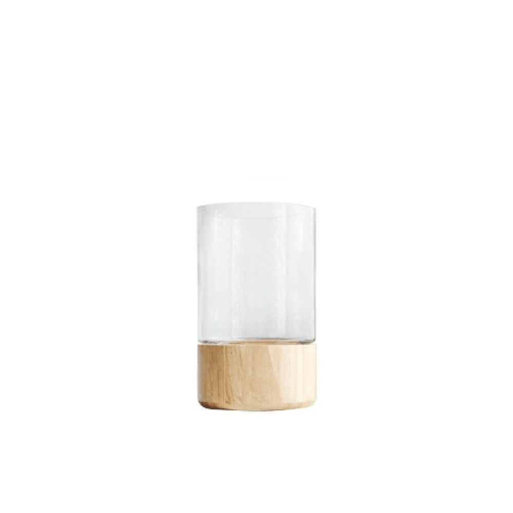Tranquility Wooden Base Glass Vases Wheat M