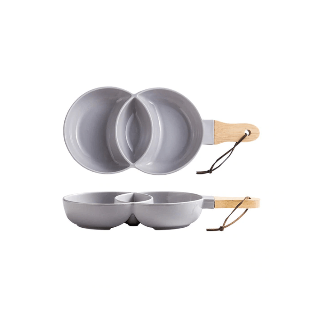 Venn Ceramic Snack Plate LightGray