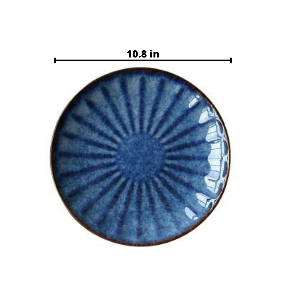 Ocean Shell Indigo Ceramic Plates Large