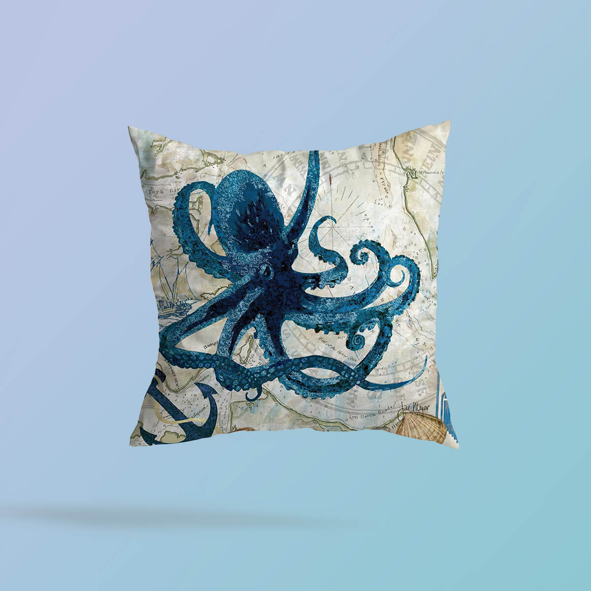 Atlantic Ocean Life Cushion Covers Octopus Vulgaris