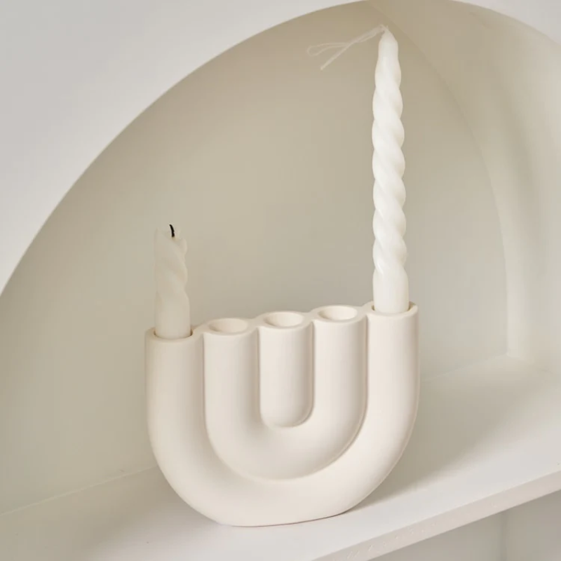 Off White Curves Architectural Ceramic Candle Holder 5 Candle