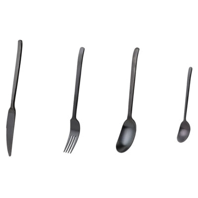 Onyx Black & Gold Stainless Steel Flatware Set Black