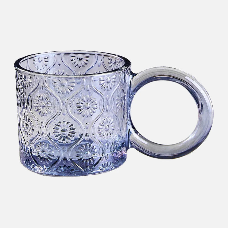 Opa Ring Glass Mug Blue Sunflower