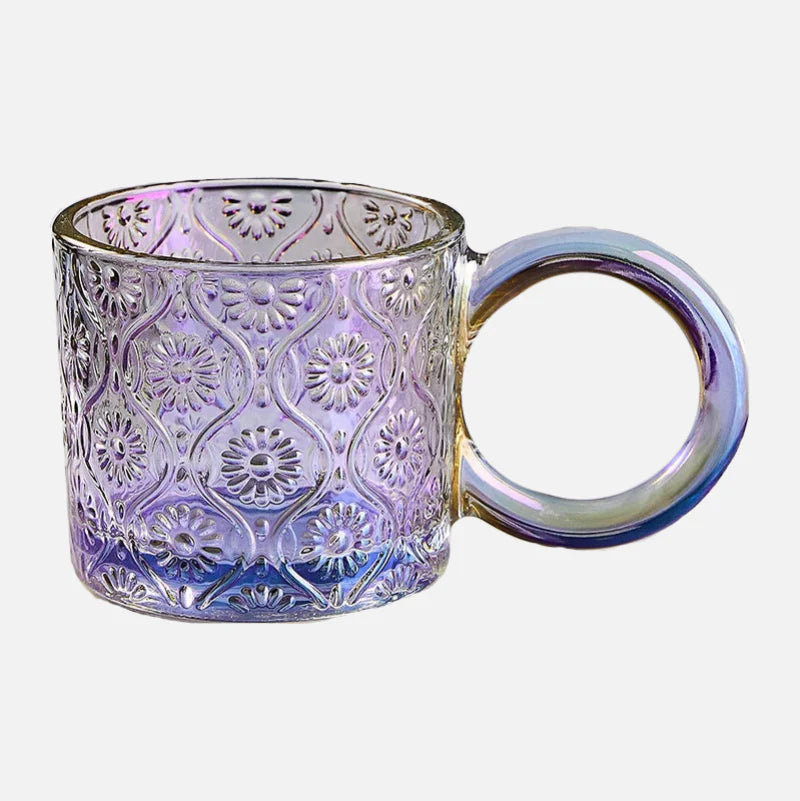 Opa Ring Glass Mug Purple Sunflower