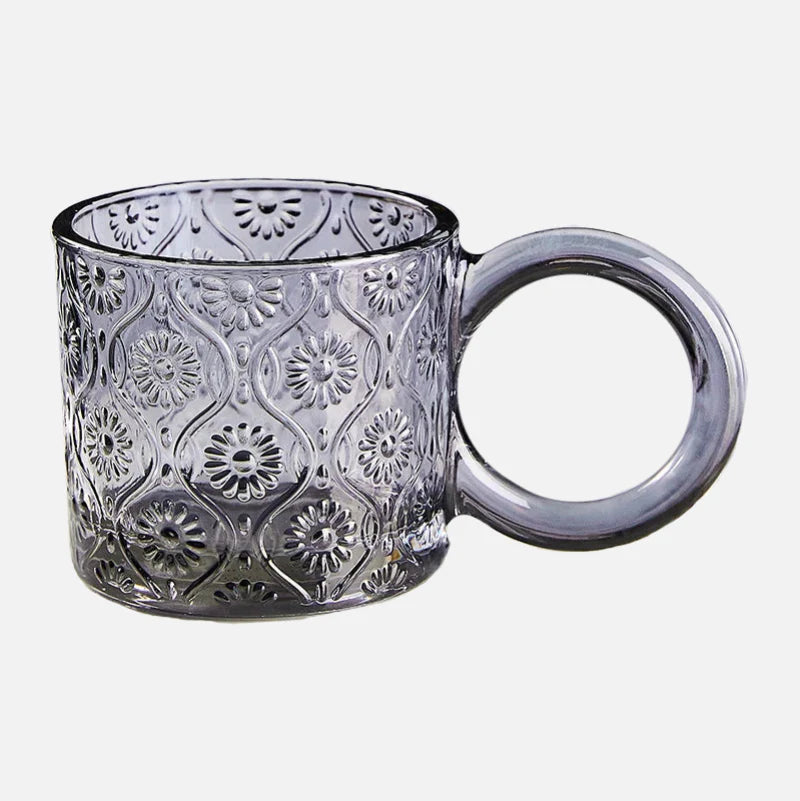 Opa Ring Glass Mug Gray Sunflower