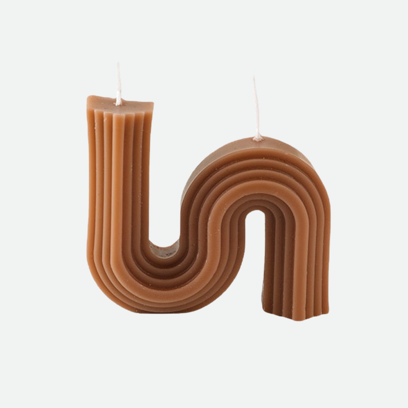 Optical Texture Decorative Candles Brown