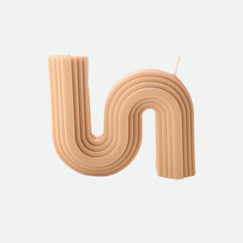 Optical Texture Decorative Candles Apricot