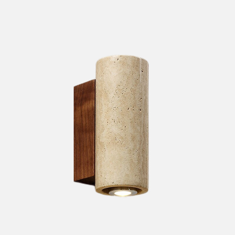 Ora Stone LED Minimalist Wall Lamp Round Walnut Base