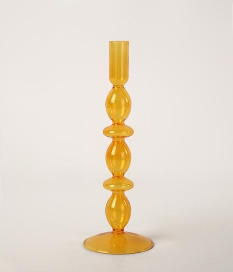Orange Blown Glass Candle holders Pebble
