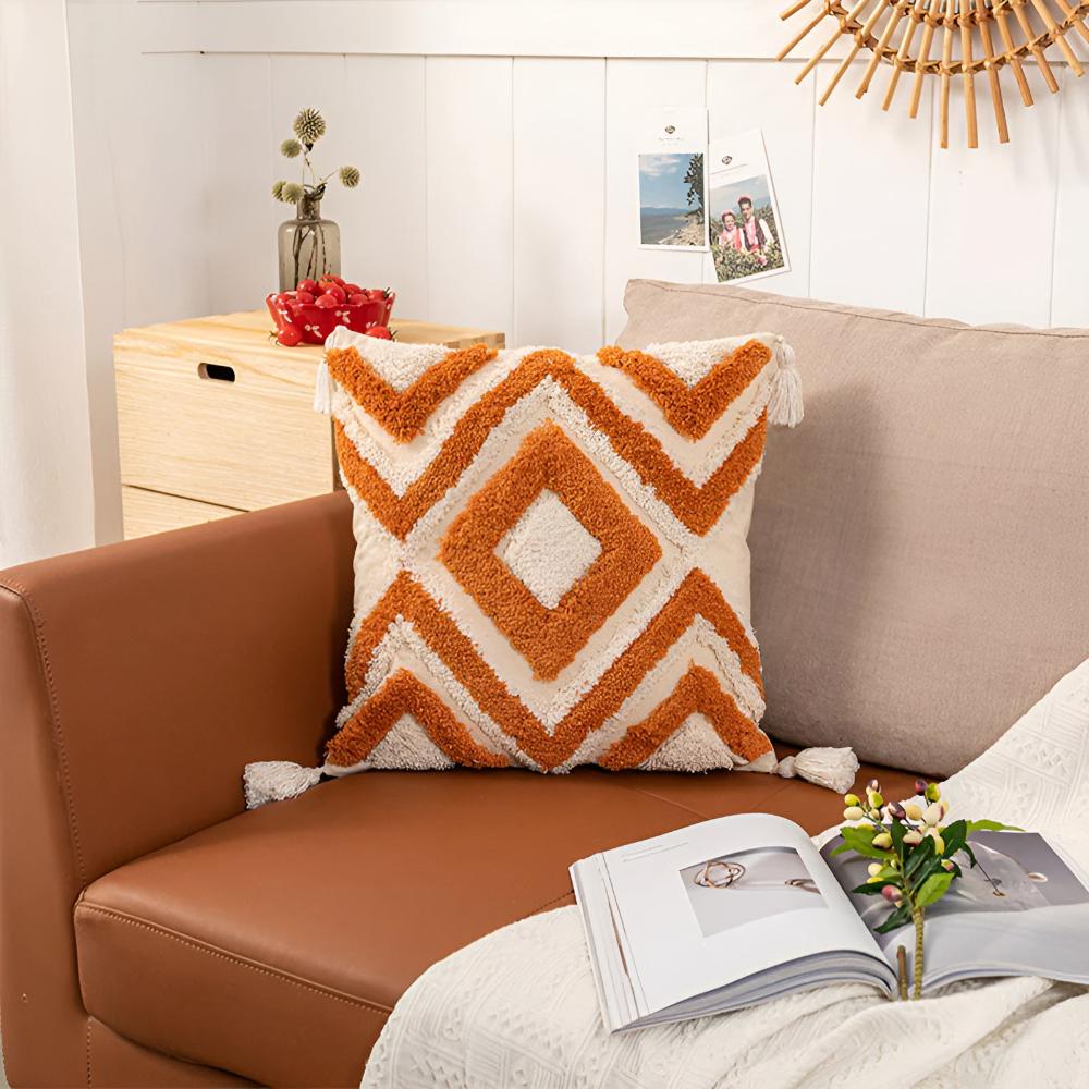 Casablanca Tufted Cushion Cover Orange 18"x18"